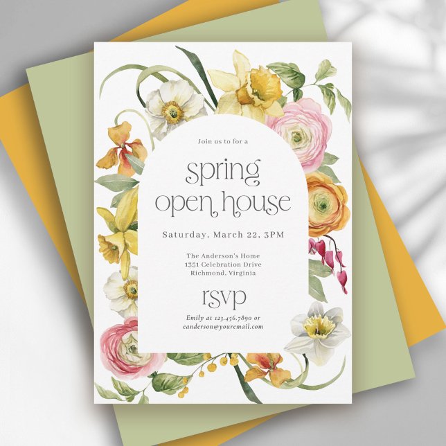 Spring Open House Bright Watercolor Floral Invitation (Creator Uploaded)