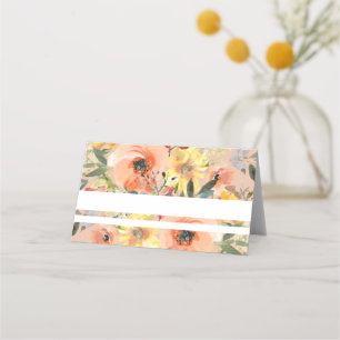Spring Orange Floral Wedding Place card