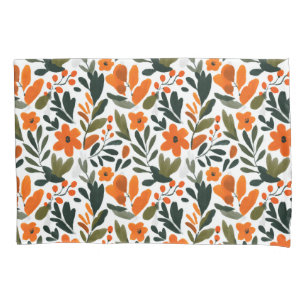 Spring Orange Flowers Chic Elegant Floral Pattern Pillow Case