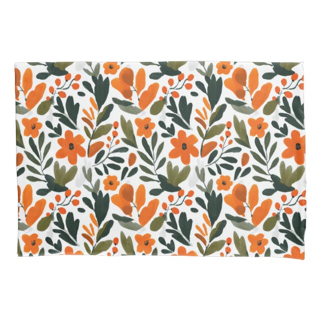 Spring Orange Flowers Chic Elegant Floral Pattern Pillow Case (Front)