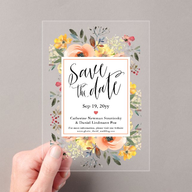 Spring Orange Yellow Floral Save the date  (Insitu (Handheld))