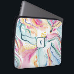 Spring organic texture with flowing wavy shapes laptop sleeve<br><div class="desc">Spring colors,  organic texture with flowing wavy lines,  seamless pattern. Optional monogram.</div>