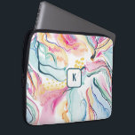 Spring organic texture with flowing wavy shapes laptop sleeve<br><div class="desc">Spring colors,  organic texture with flowing wavy lines,  seamless pattern. Optional monogram.</div>