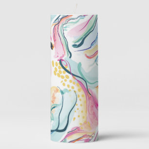 Spring organic texture with flowing wavy shapes pillar candle