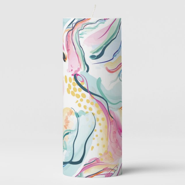 Spring organic texture with flowing wavy shapes pillar candle (Front)