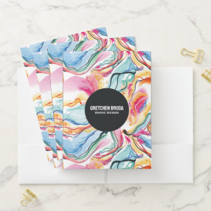 Spring organic texture with flowing wavy shapes pocket folder