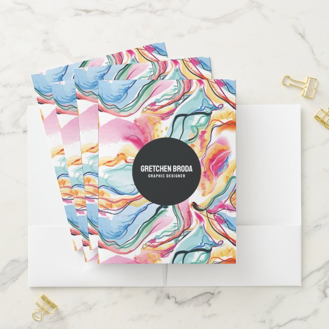 Spring organic texture with flowing wavy shapes pocket folder (In Situ)