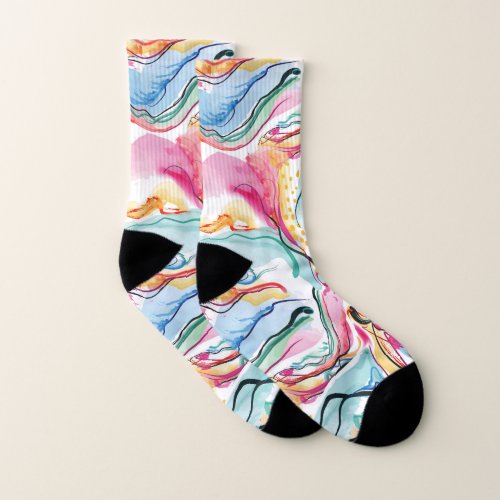 Spring organic texture with flowing wavy shapes socks