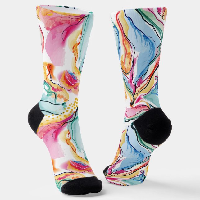 Spring organic texture with flowing wavy shapes socks (Angled)