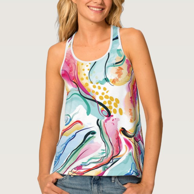 Spring organic texture with flowing wavy shapes tank top (Front)