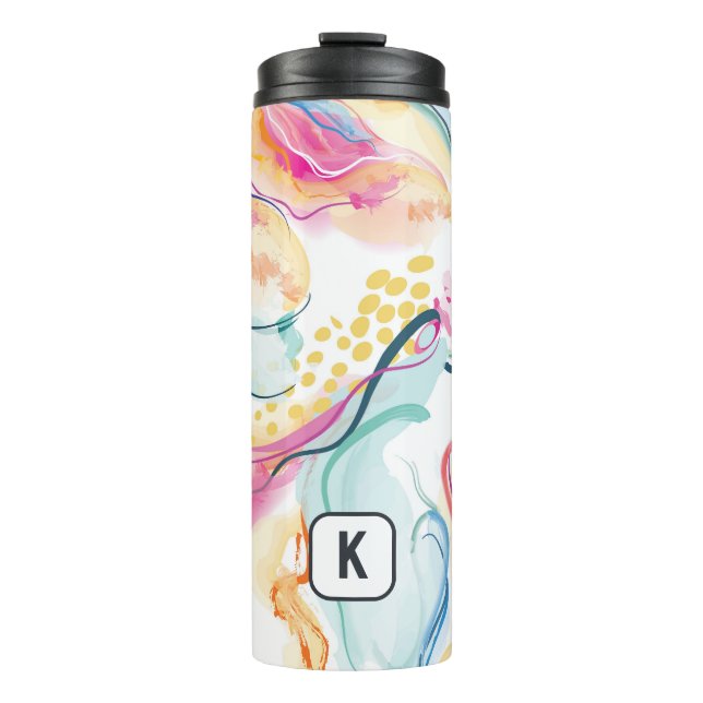 Spring organic texture with flowing wavy shapes thermal tumbler (Front)