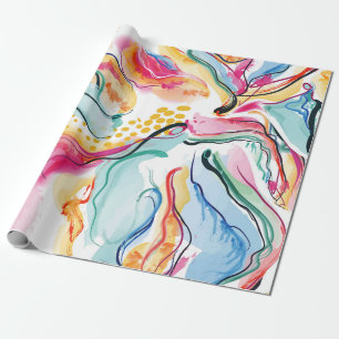 Spring organic texture with flowing wavy shapes wrapping paper