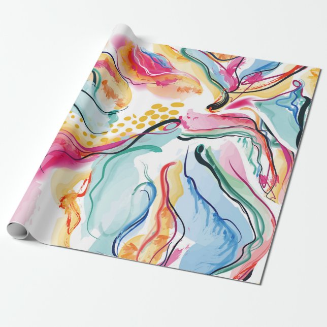 Spring organic texture with flowing wavy shapes wrapping paper (Unrolled)