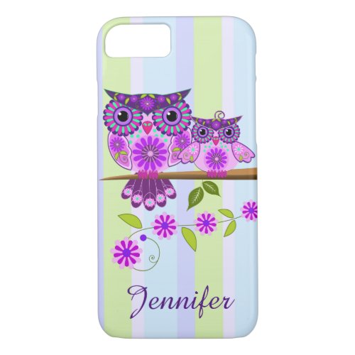 Spring owl and owlet  custom name iPhone 87 case