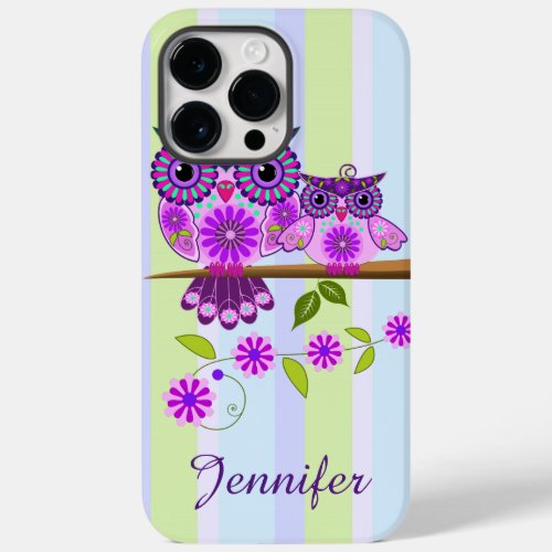 Spring owl and owlet  custom name Case_Mate iPhone 14 pro max case