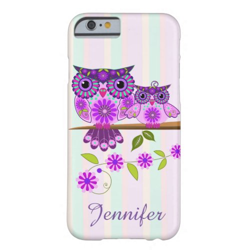 Spring owl and owlet  custom name barely there iPhone 6 case
