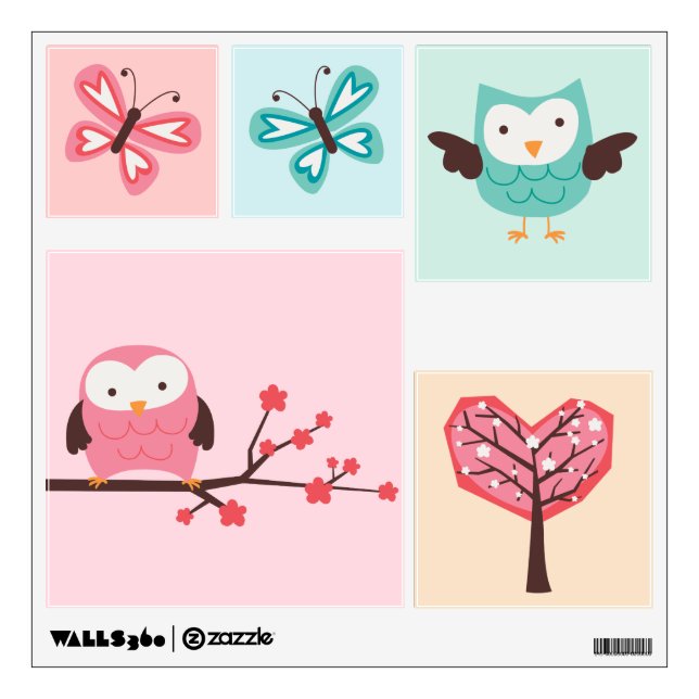 Spring Owls Wall Decal (Front)