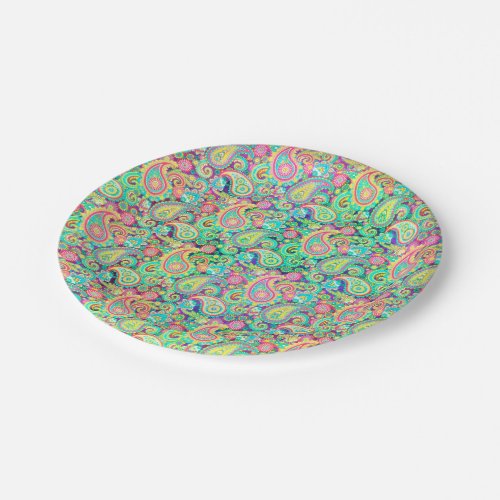 Spring paisley paper plates