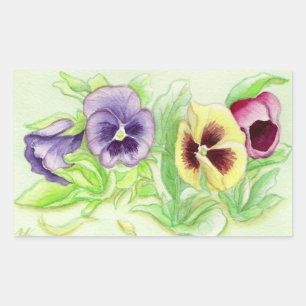 Spring pansy rectangular sticker