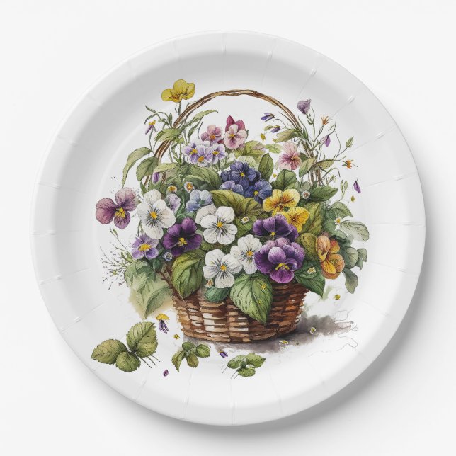 Spring Pansy's  Paper Plates (Front)