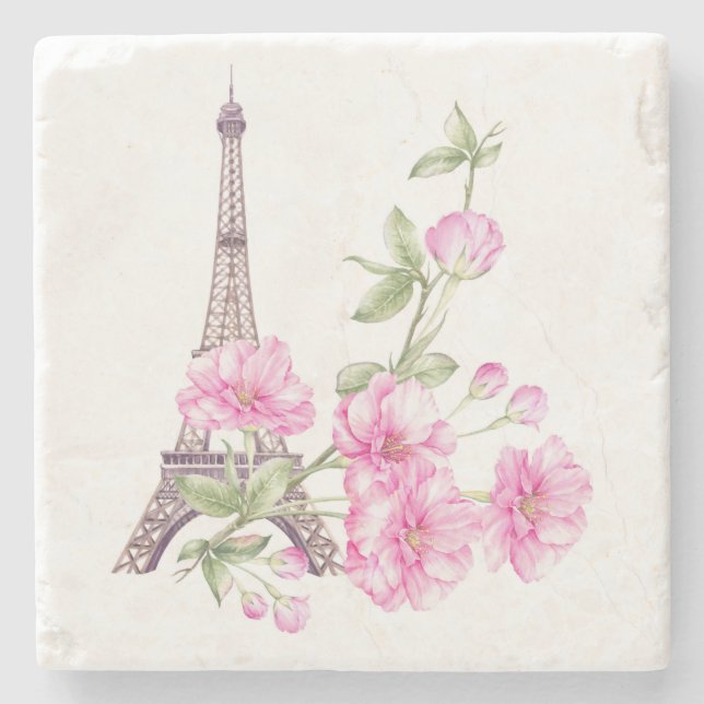 Spring Paris Floral Stone Coaster (Front)