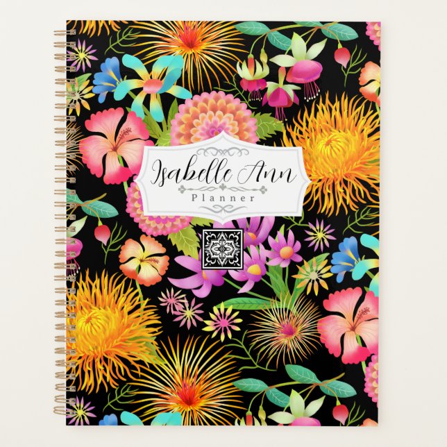 Spring Party Botanical Black Planner (Front)