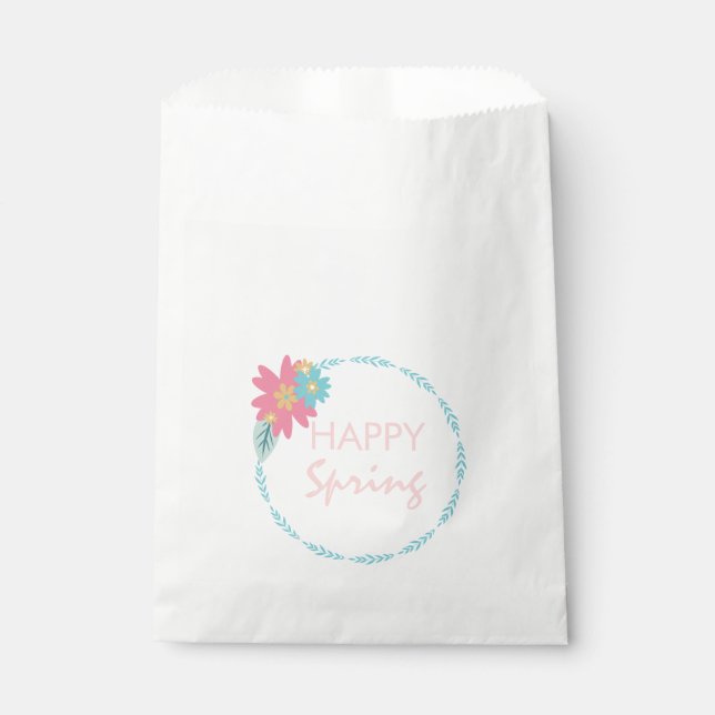 Spring Party Floral Wreath Birthday Flowers Favor Bag (Front)