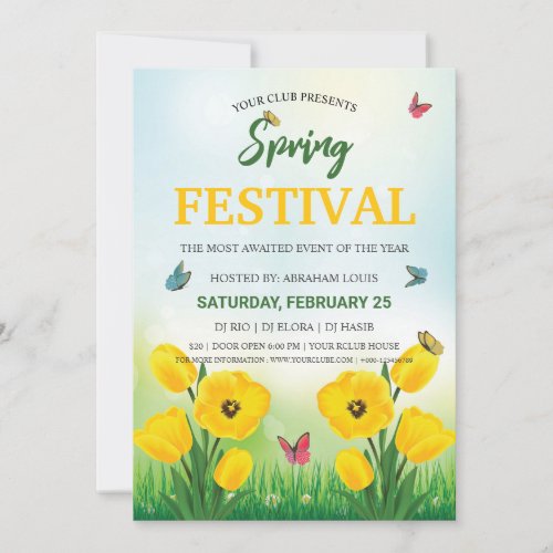 Spring Party Invitation Flyer Template