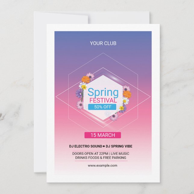 Spring Party Invitation Flyer Template (Front)