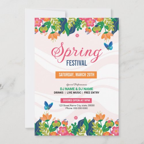Spring Party Invitation Flyer Template