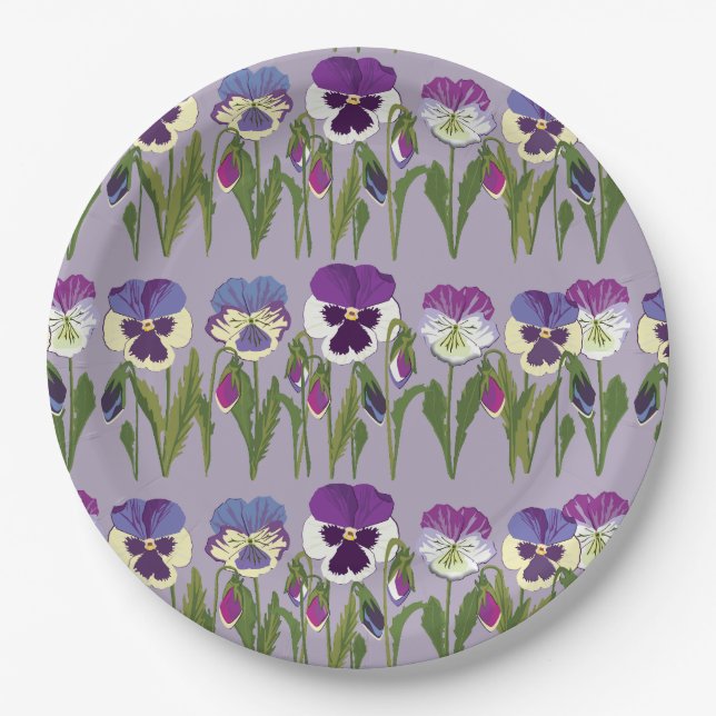 Spring party Viola Paper Plates (Front)