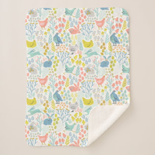 Spring Pastel Animals Sherpa Blanket