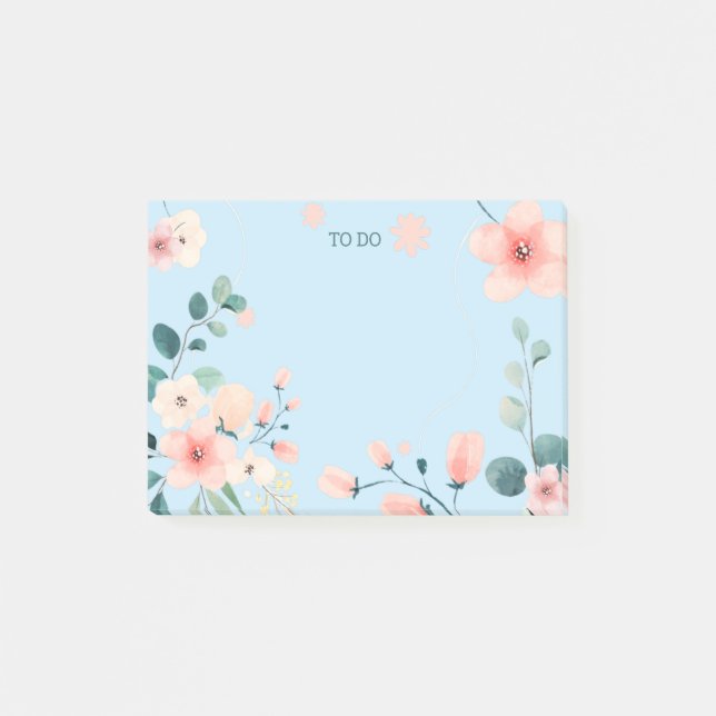 Spring Pastel Blue Floral Notes (Front)