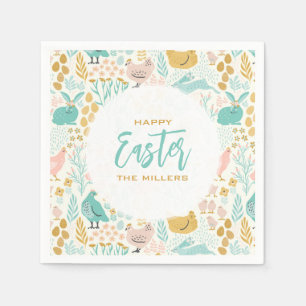 Spring pastel colors Easter symbols pattern Napkins
