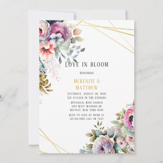 Spring Pastel Floral Bouquet Love In Bloom Invitation (Front)
