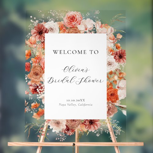 Spring Pastel Floral Bridal Shower Welcome Acrylic Sign