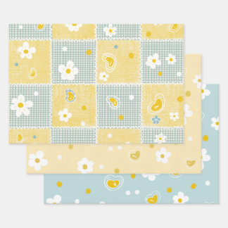 Spring Pastel Floral & Hearts Wrapping Paper Sheets