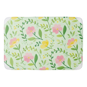 Spring Pastel Floral Pattern Bath Mat