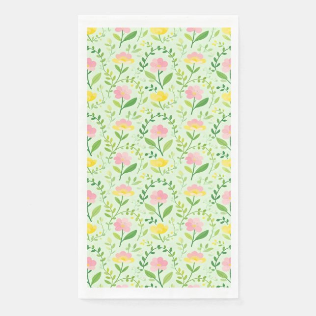 Spring Pastel Floral Pattern Paper Guest Towels (Front)