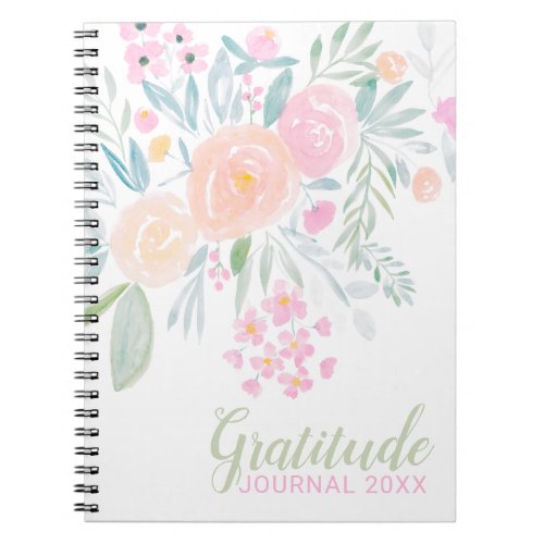 Spring pastel floral watercolor gratitude journal