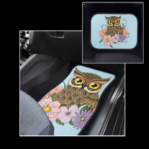 Spring Pastel Flowers Owl Car Floor Mat