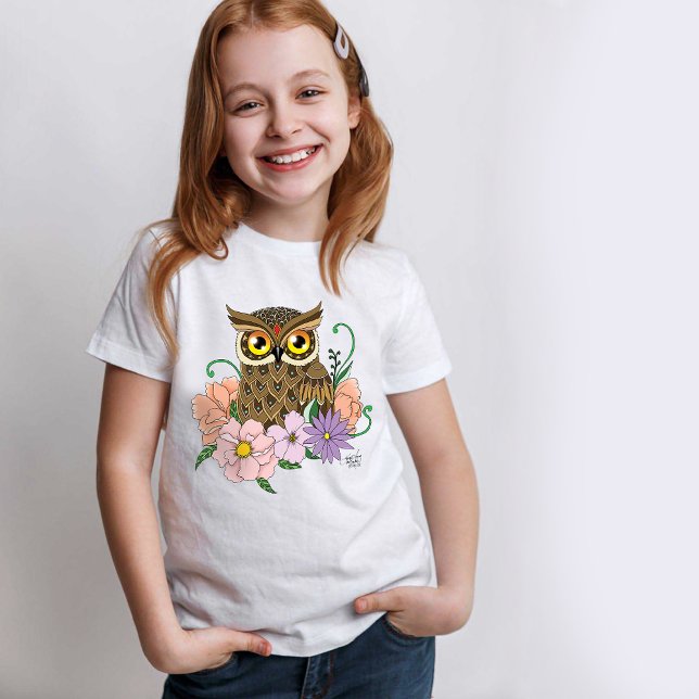 Spring Pastel Flowers Owl T-Shirt (Creator Uploaded)
