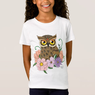 Spring Pastel Flowers Owl T-Shirt