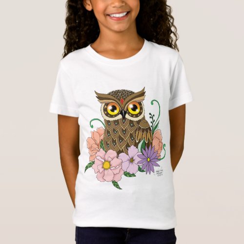 Spring Pastel Flowers Owl T_Shirt