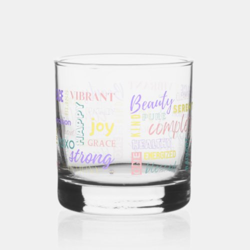 Spring Pastel High Vibe I Am Positive Energy Water Whiskey Glass