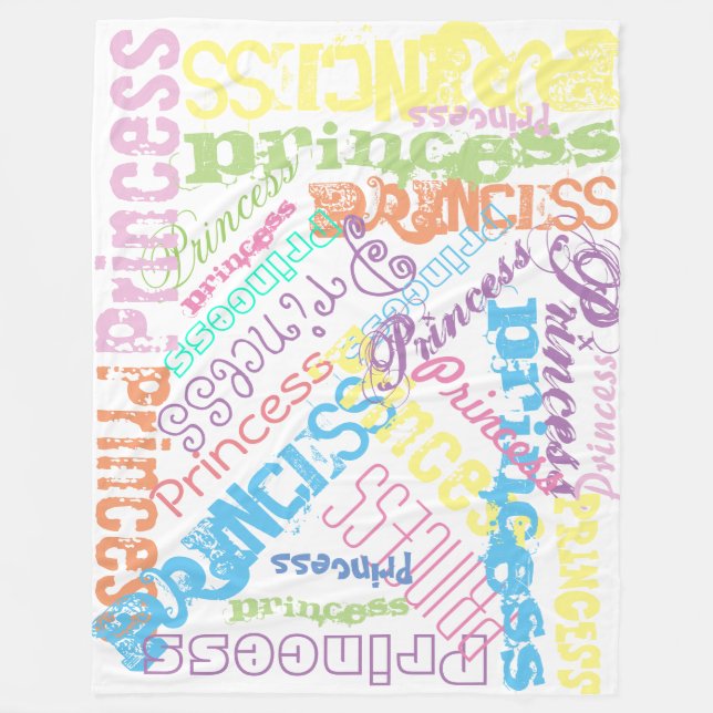 Spring Pastel Name Collage Fleece Blanket (Front)