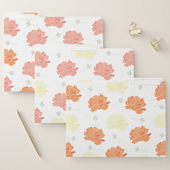Spring Pastel Peonies Floral Pattern File Folder (Set)