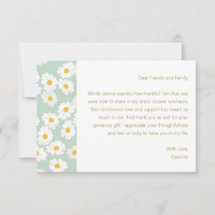 Spring Pastel Sage Blue Daisies Custom Message Thank You Card