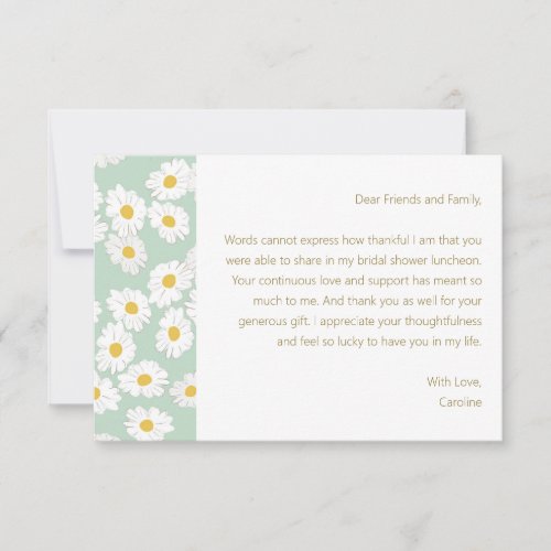 Spring Pastel Sage Blue Daisies Custom Message Thank You Card