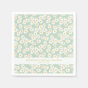 Spring Pastel Sage Daisies Bridal Shower Custom Napkins